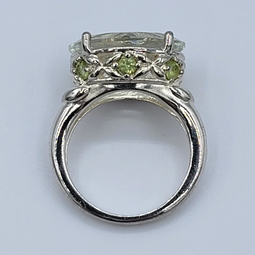 Silver 925 Ring With Green Stones #2351 - Picture 7 of 15